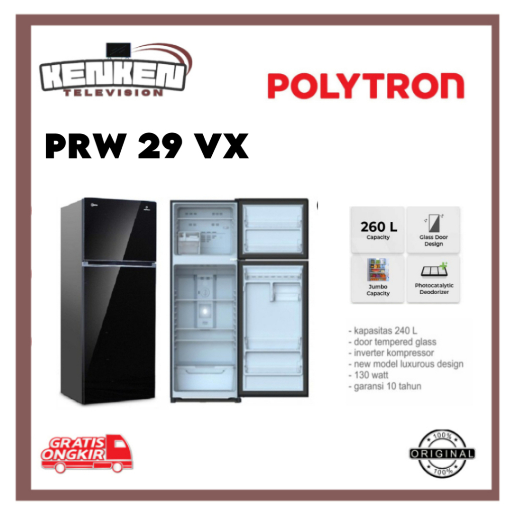 KULKAS POLYTRON 2 PINTU INVERTER PRW29VX 260 LITER INVERTER