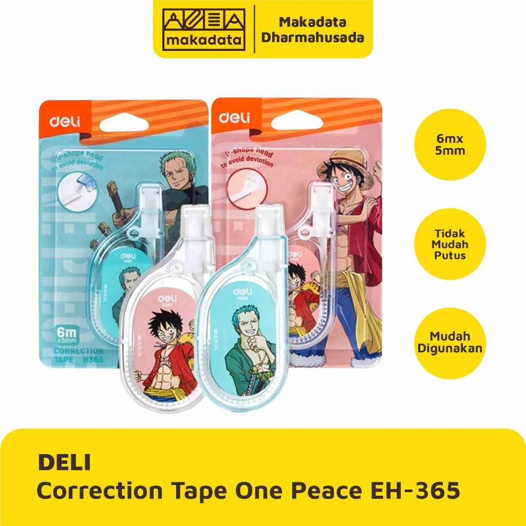 

CORRECTION TAPE | STIPO KERTAS DELI ONE PEACE EH365 6M X 5MM ( 1 PCS)