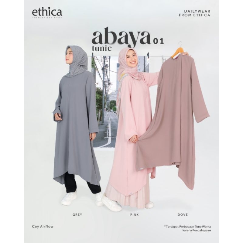 TERMURAH | BEST SELLER | BAJU ATASAN KEMEJA TUNIK BLOUSE PANJANG POLOS ABAYA TUNIC 01 BY ETHICA ELFA