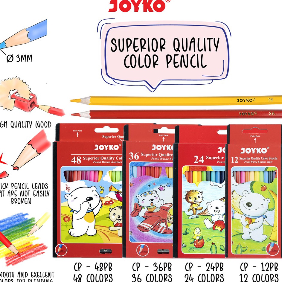 

Stock Banyak Joyko Pensil Warna Superior Quality Color Pencils Hexagonal Grip PB D62