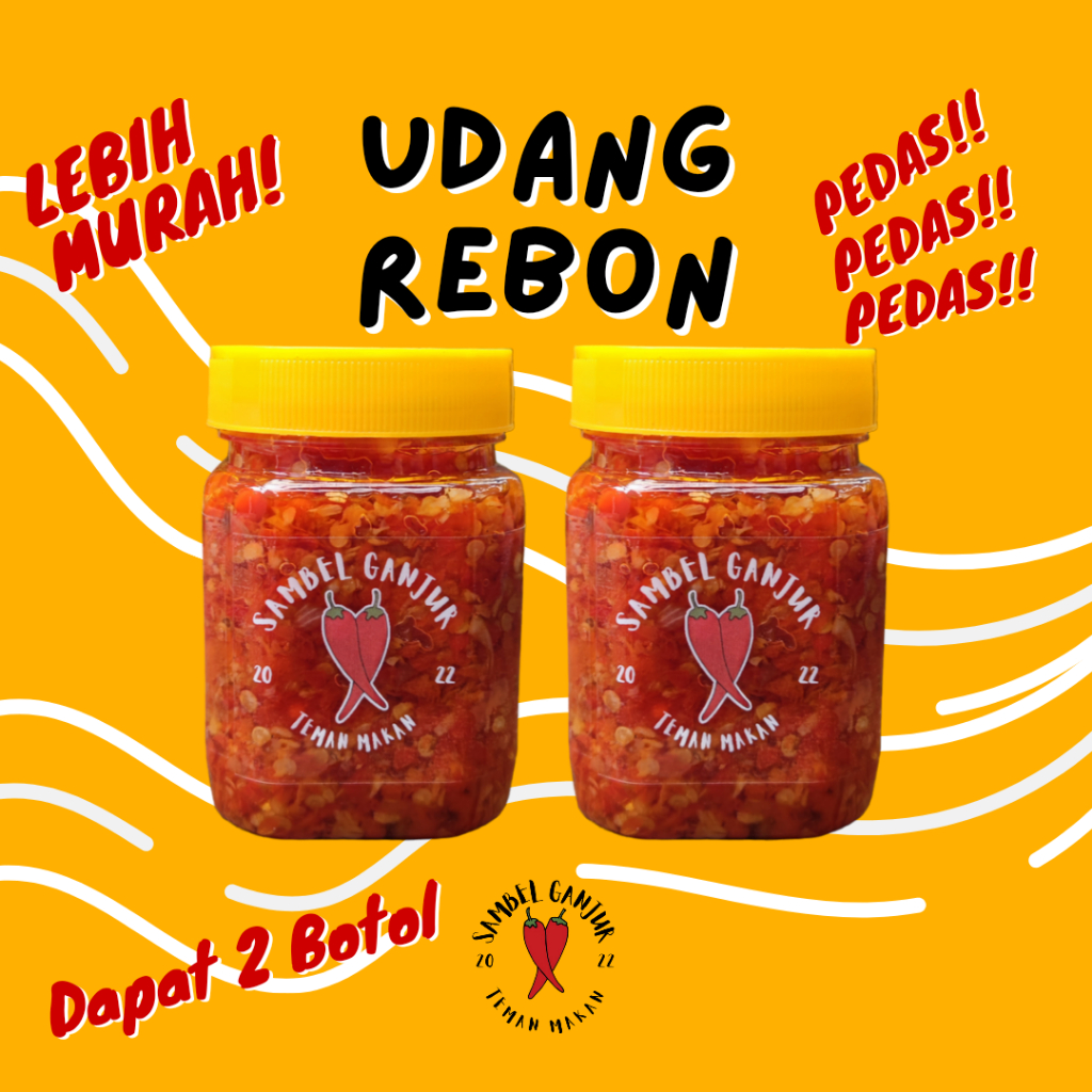 

2 Botol Udang Rebon Sambel Ganjur Sambal Pedas Gurih Enak Praktis Botol Siap Saji makanan food