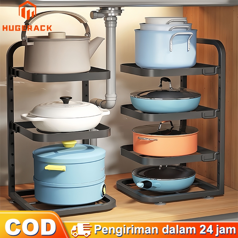 Rak Panci Susun Dapur Rak Kolong Dapur Rak Bawah Wastafel Rak Dapur Rak Pot Dapur Rak Dapur