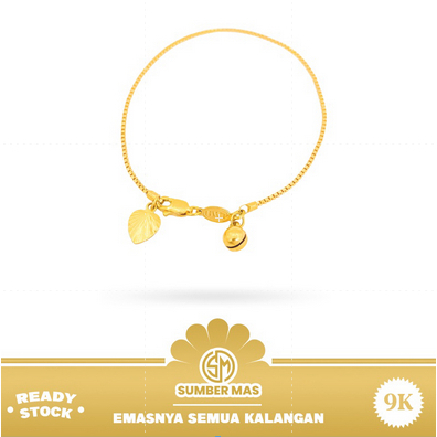 GELANG RANTE ITALY LEAF BELL FASHION 9K - SUMBER MAS