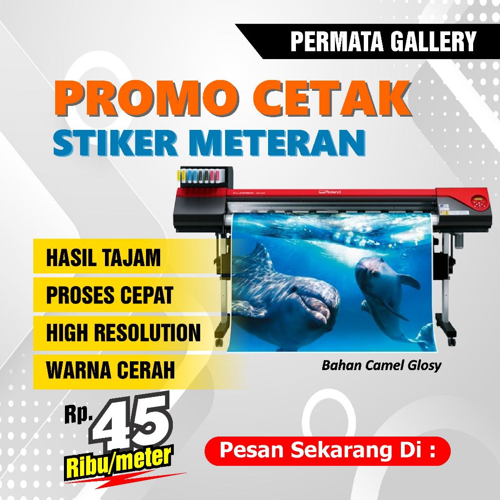 

Cetak Stiker Vinyl Meteran Custom Ukuran Besar Anti Air Ritrama Premium Sticker Jumbo Waterproof