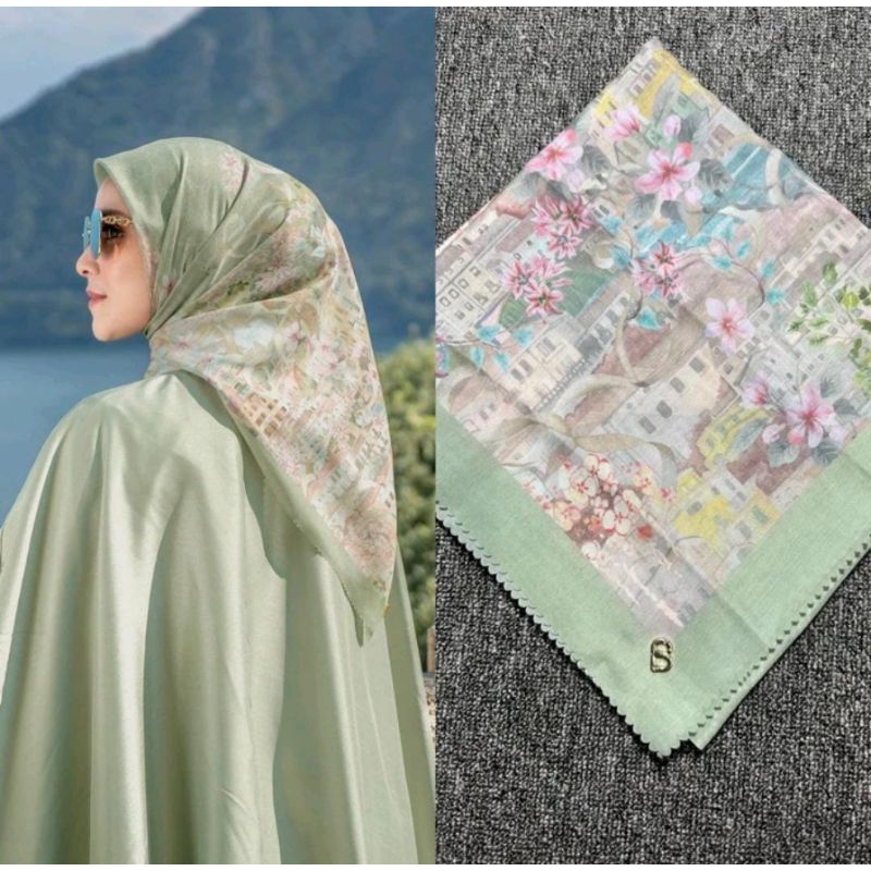 BUTTON scarf motif como terbaru / jilbab Button kw mirip ORI