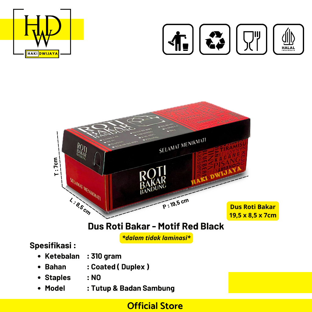 [MIN 20Pcs] Dus Roti Bakar Bandung / Dus Roti - Motif Red Black