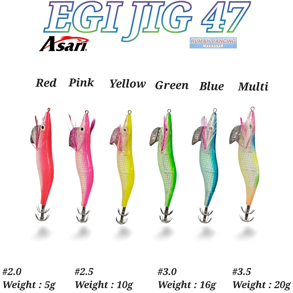 Asari 47 Egi Jig Glow In The Dark / Umpan Cumi-Cumi / Umpan Bentuk Udang / Umpan Pancing