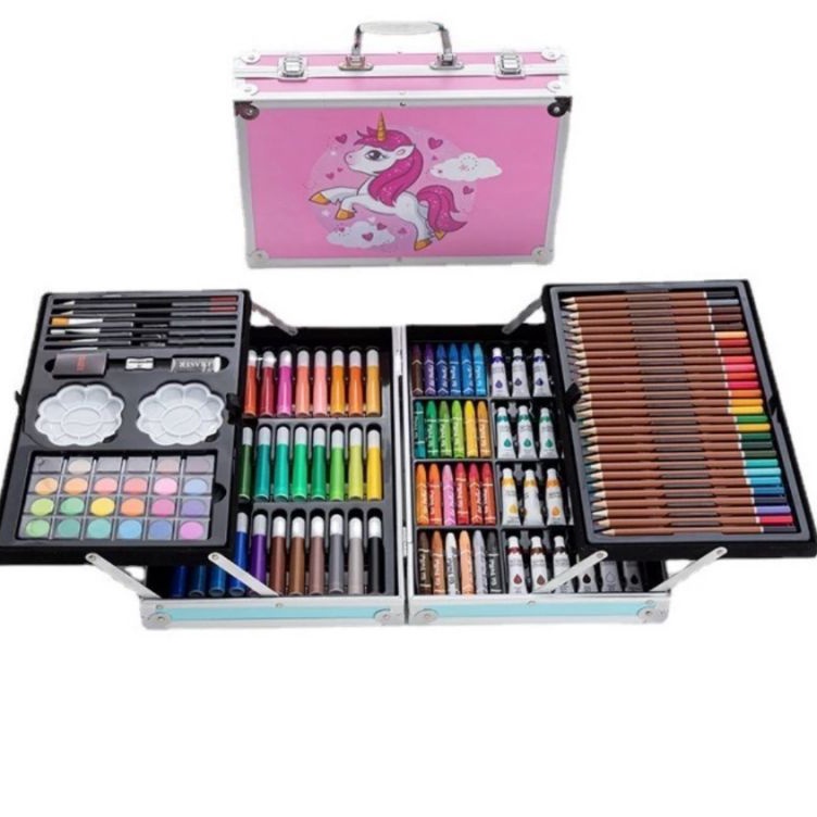 

Alat gambar koper besi crayon cat warna spidol marker pensil warna 145 psc s V8T7