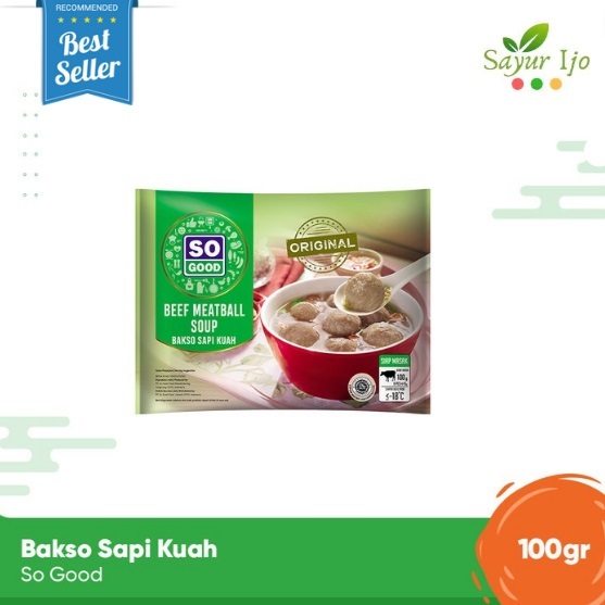 

So Good Bakso Sapi Kuah 100 Gram / Pack Fresh Frozen Beef Meatball Soup Baso Daging Sop Instant HALAL