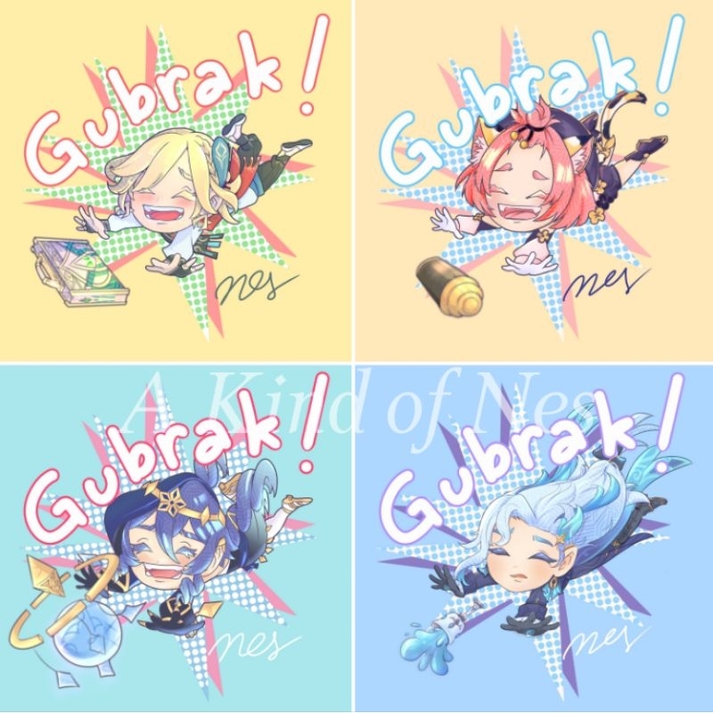 

Stiker Gubrak Kaveh, Diona, Neuvillette, Layla