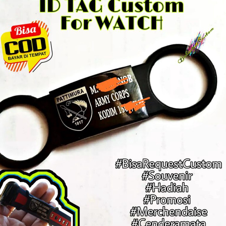 KODE R39O ID TAG TALI JAM TANGAN CUSTOM GRAFIR BISA REQUEST CUSTOM LOGO ANDA