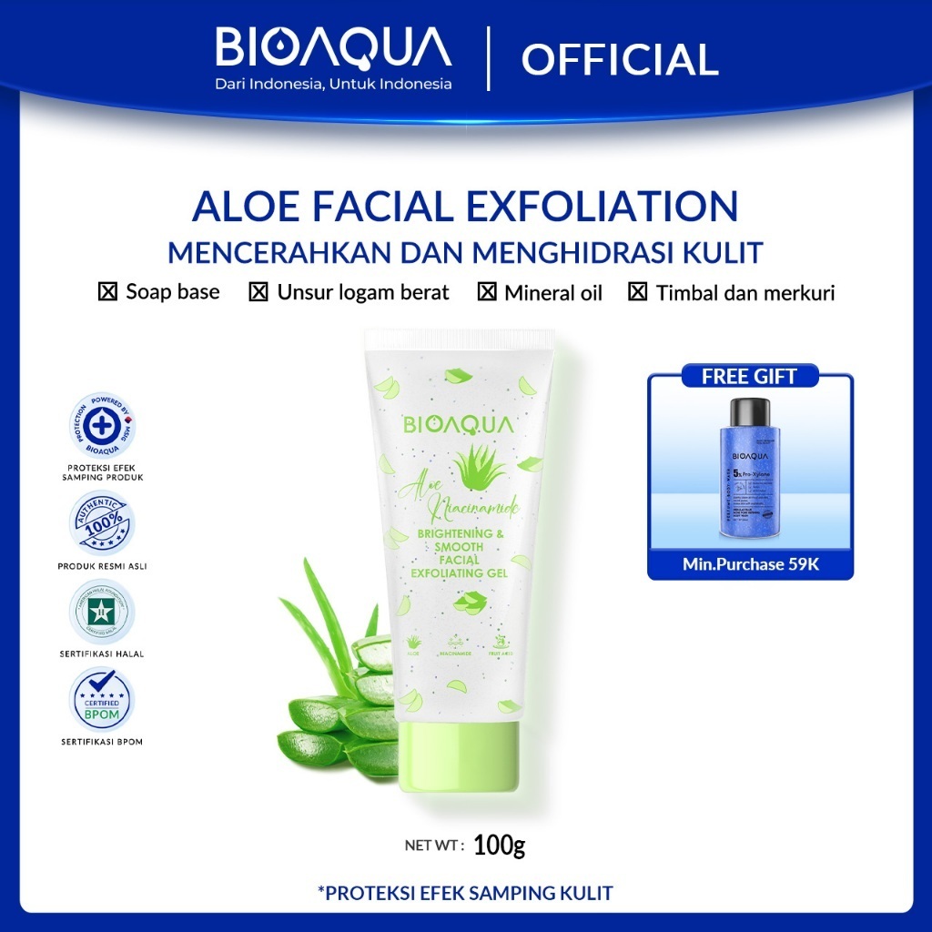 BIOAQUA Scrub Wajah Peeling Gel Niacinamide Brightening & Smooth Facial Exfoliating Gel Wajah 100g E
