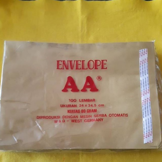 

Amplop coklat AA folio F4 24 x 345 cm 1 pack a S3J4