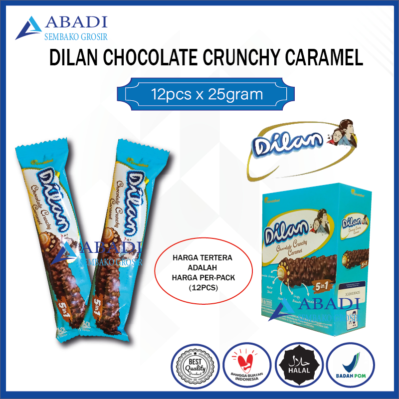 

Wafer Dilan Chocolate Crunchy Caramel - Coklat Cokelat Crispy Karamel 1 Box 12 pcs 25gram