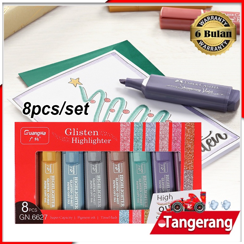 

8pcsbox Textliner Faber Castell Highlighter Metalik 8 Warna Textliner 46 Metallic r X1C4