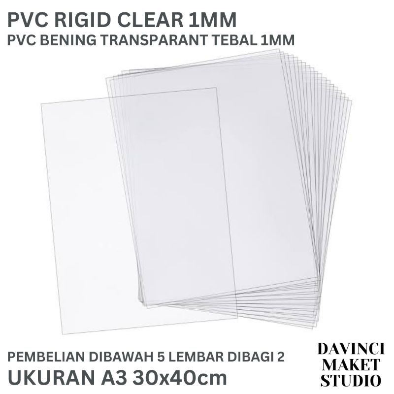 

(A3) PVC Clear Rigid Kaku Bening Bahan Maket - Tebal 1mm A3 25cm x 40cm
