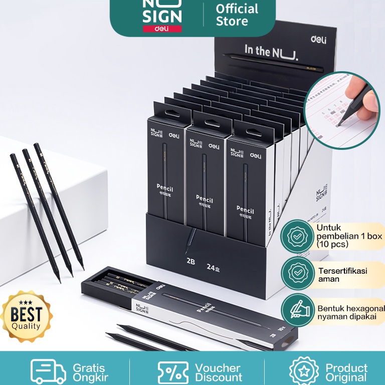 

Nusign 2B Pencil Pensil 2B Design Elegan Nyaman Di Genggam 1 Pcs NS7222B g N5M2