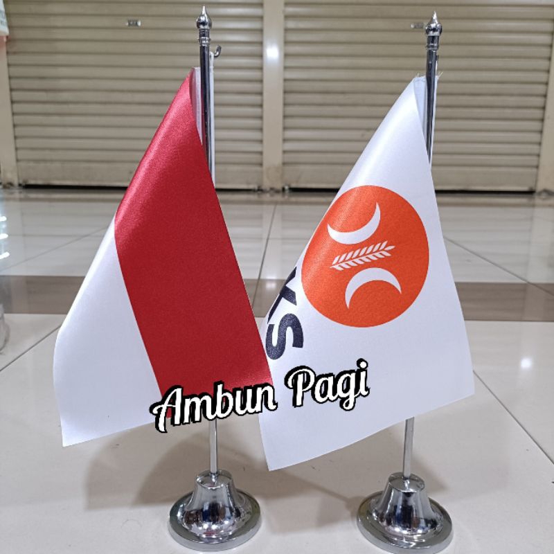 

best seller tiang stenlis meja+bendera partai PKS+bendera Merah Putih