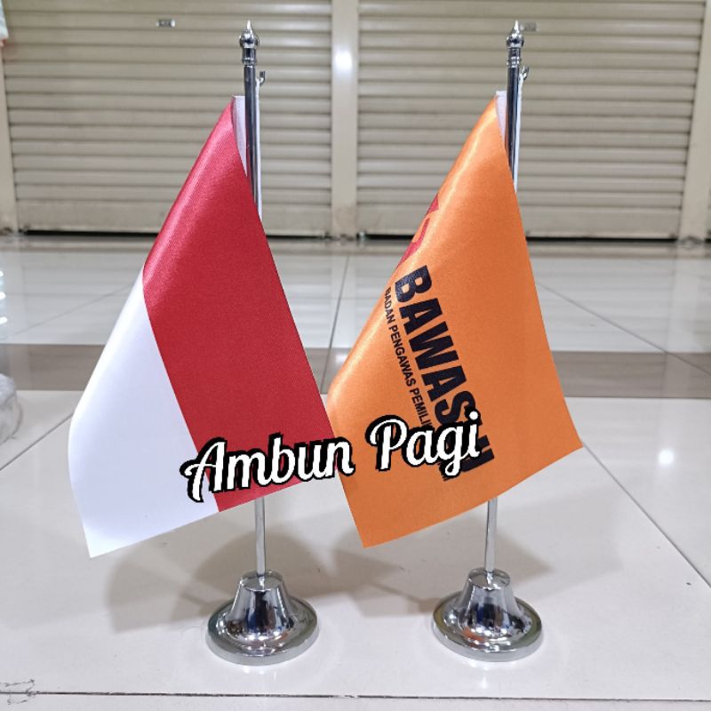 

best seller tiang stenlis meja+bendera BAWASLU+bendera Merah Putih