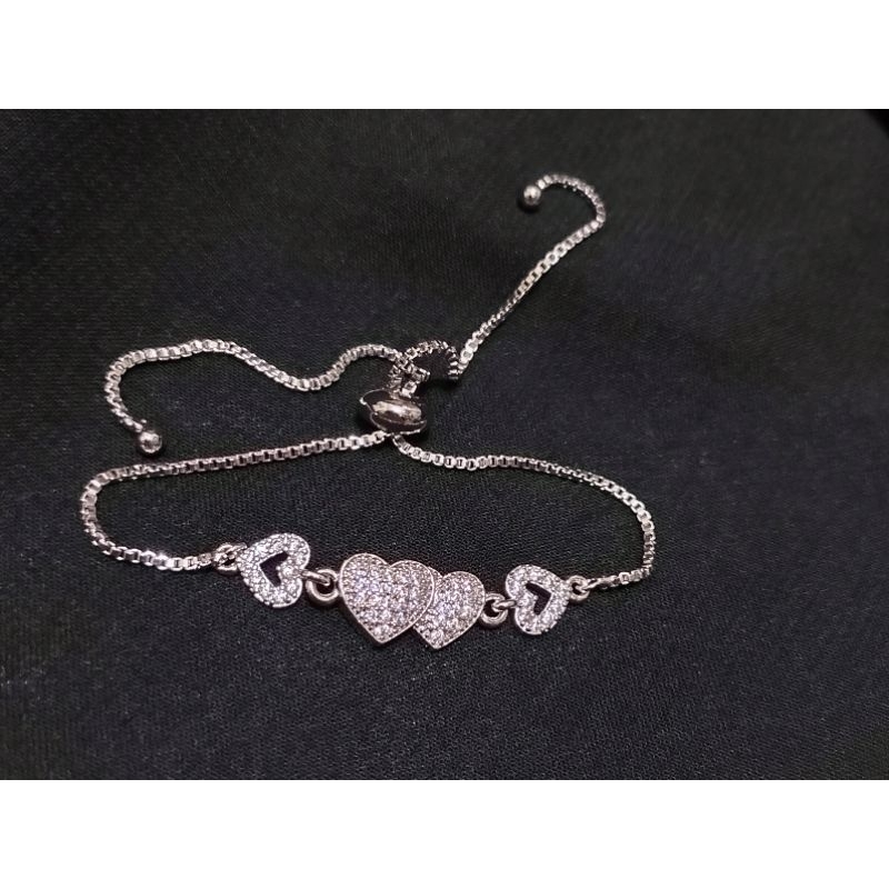 Gelang serut silver berlapis emas dengan mata zircon