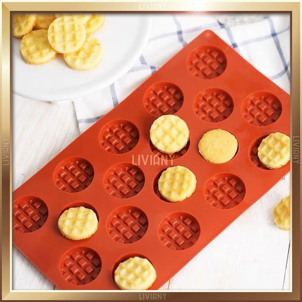 Cetakan Silikon Coklat Cake Kue Mini Waffle Wafel Bulat Kecil Silicone Mold