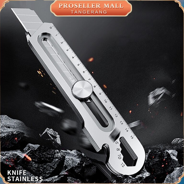 

6 In 1 Cutter Pisau Baja Besar Multifungsi Stainless Steel Pisau Cutter Besar 18mm Utility Knife u R2I9