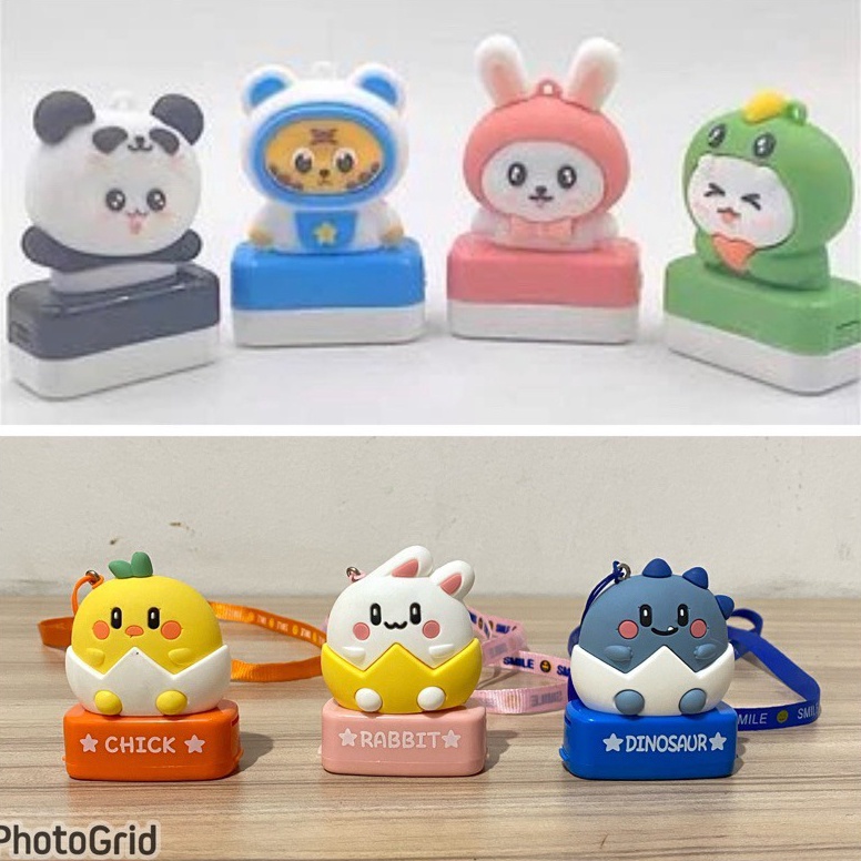 

Stamp Custom stamp gantungan tali stempel nama Karakter Animal panda rabbit frog tiger m K3G4