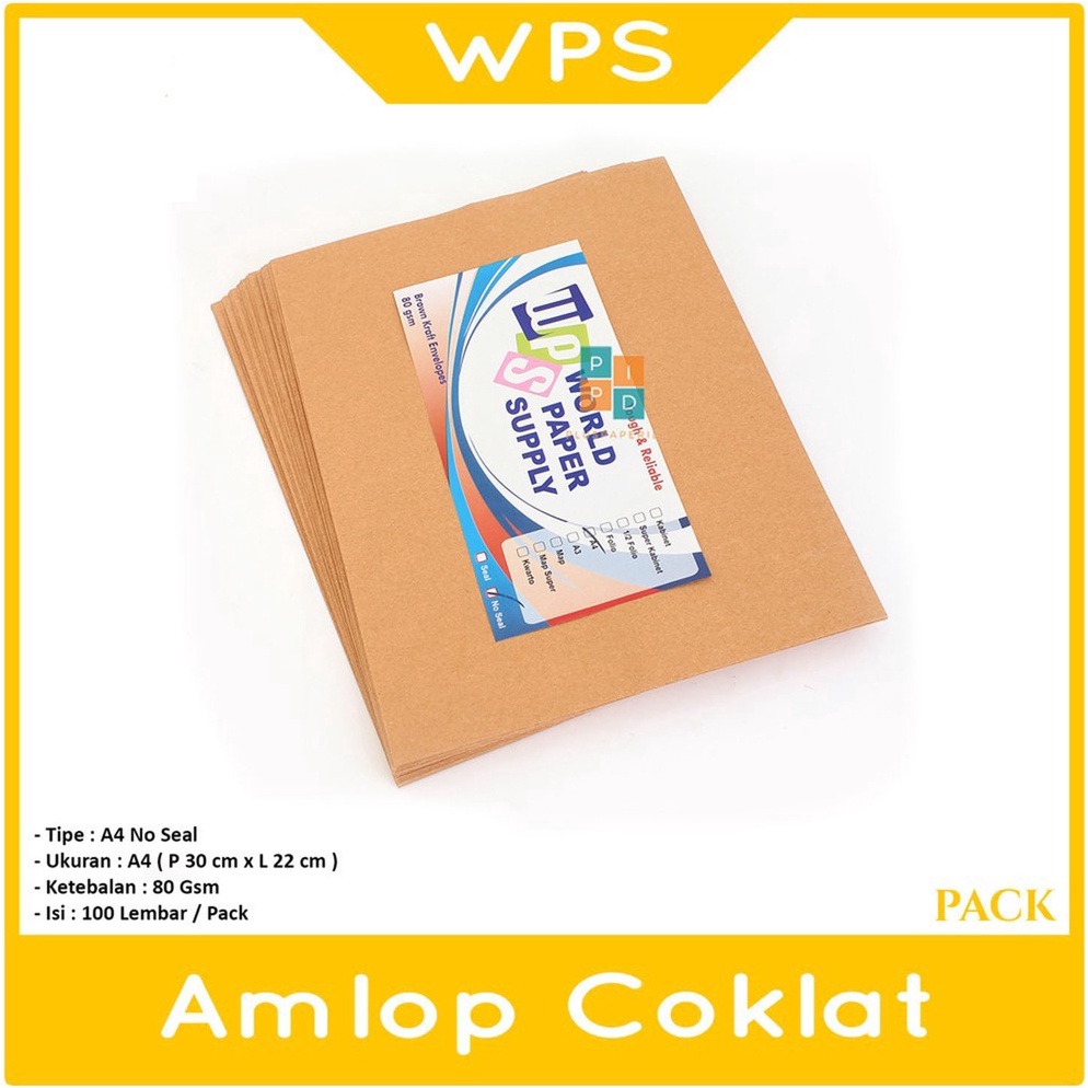 

WPS Amplop Coklat Ukuran A4 No Seal Pack g I6E9