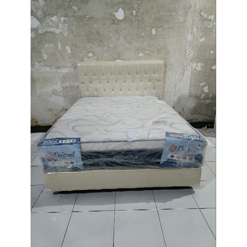 SATU SET KASUR CENTRAL DELUX FLUS POKET +DIPAN MINIMALIS UK 160X200