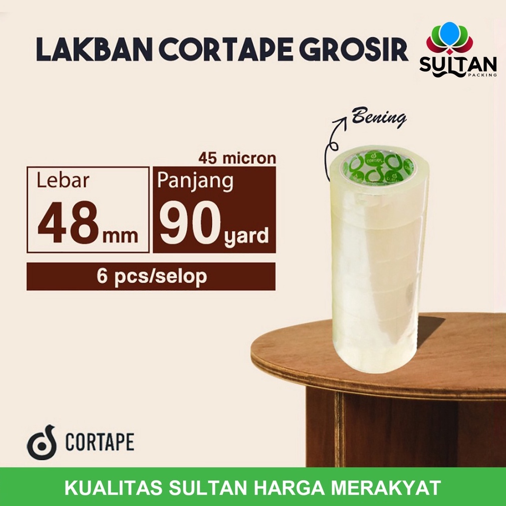 

Lakban Cortape Bening 48 mm x 9 yard Setara Daimaru 1 Selop u V7I4