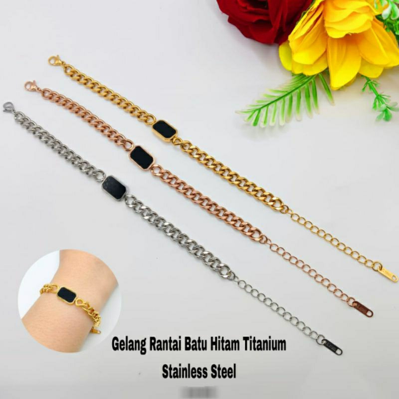 Gelang Rantai Batu Hitam