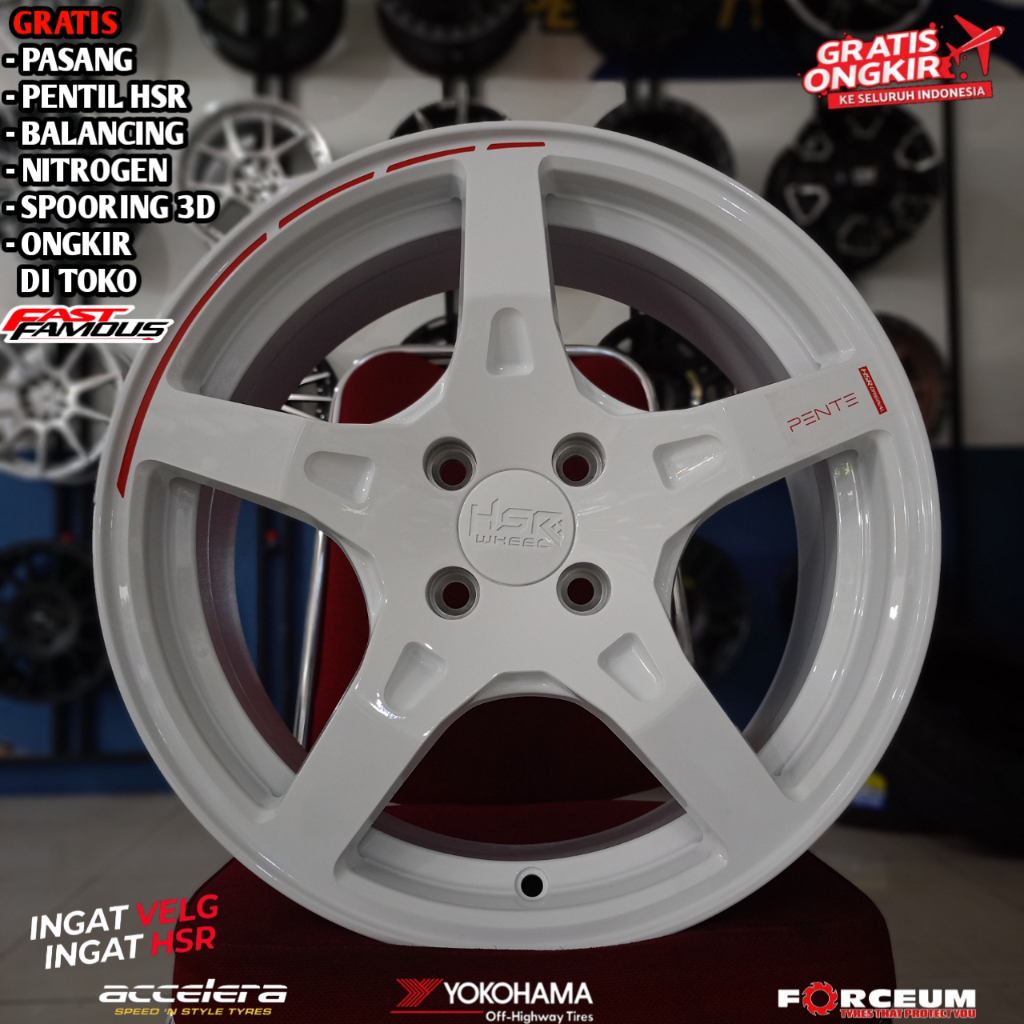 Velg mobil r16 palang 5 terbaru baut 4x100 hsr wheel bisa untuk Vios, city dll