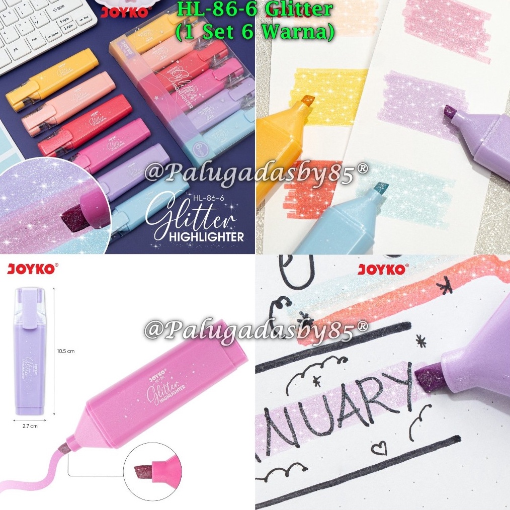 

1 Set Isi 6 Warna GROSIR Highlighter JOYKO HL866 Glitter Penanda Berwarna Highlighter Joyko HL86 6 Warna Glitter Joyko HL86 6 Joyko HL866 Joyko HL86 6 u E4N9