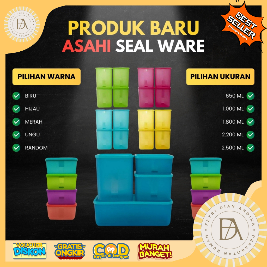Toples Segi Asahi Calista Ukuran 1800, 2200, 2500 mL