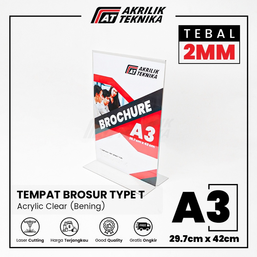 

Tempat Brosur Akrilik Tent Card Holder Portrait T Ukuran A3 2mm b D8T8