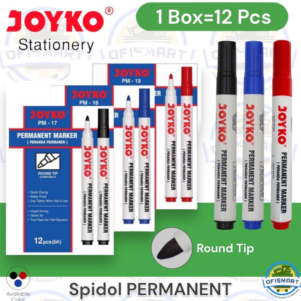 

Joyko Spidol Permanen PM Round Tip 1Ktk12PCs r S1D2