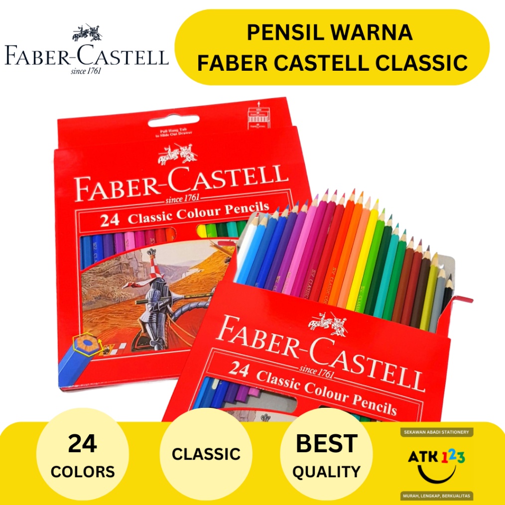 

KODE S28F Pensil Warna Colour Pencil Faber Castell 24 Warna Classic Panjang