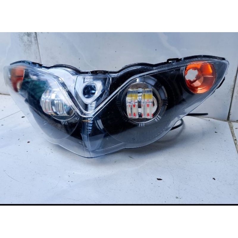 Reflektor Lampu Depan Jupiter Z New Custom Hitam Oranye Plus Proji Super Keren