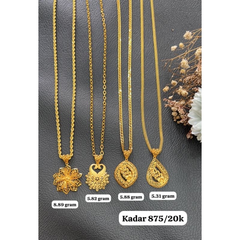 Set Kalung Liontin Bunga Kendari Cendrawasih Tetes Emas Asli