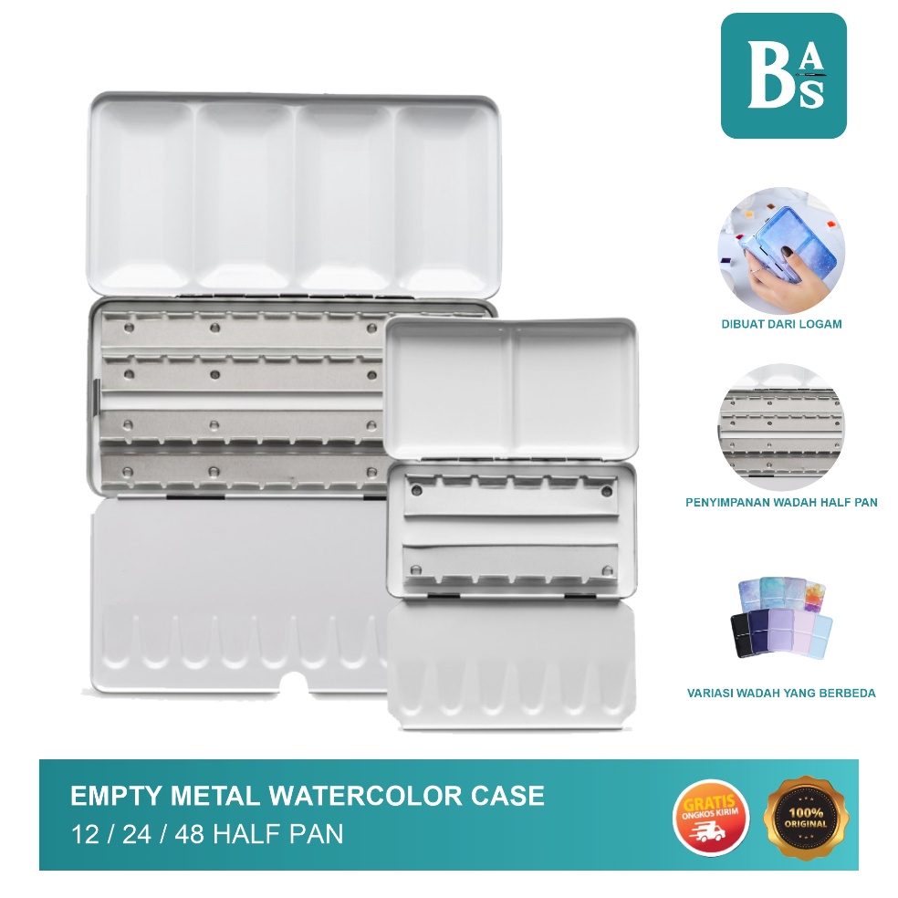 

KODE M35W Empty Metal Watercolor Case 12 24 48 Half Pan