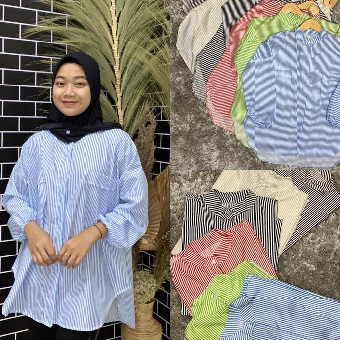 FG2 Kemeja Pocket salur  Kemeja Tunik Wanita  Sierra Salur Tunik