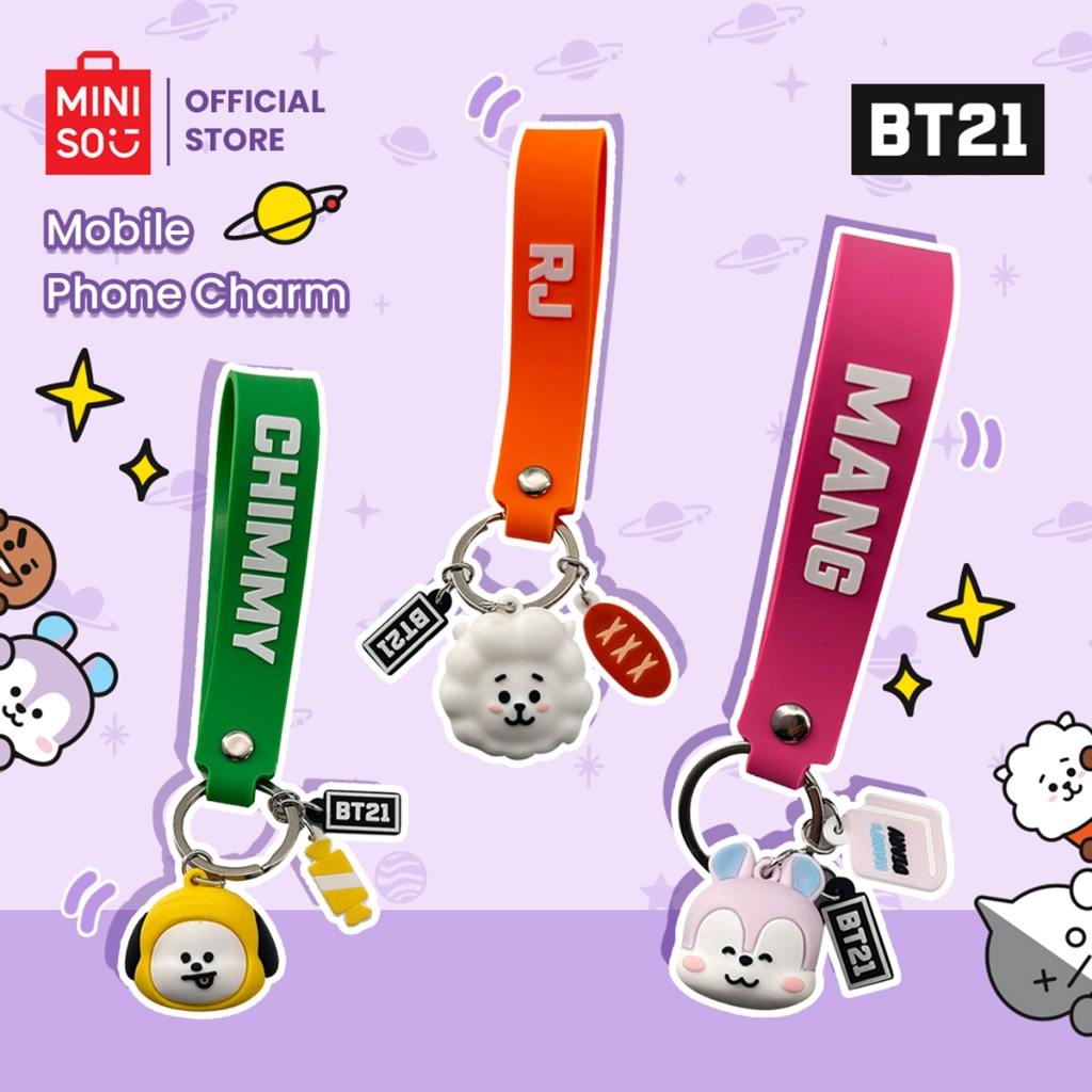 Miniso x BT21 Collection Tali Pesona Ponsel 3D Charm Strap Bentuk Lucu Modis dan Serbaguna