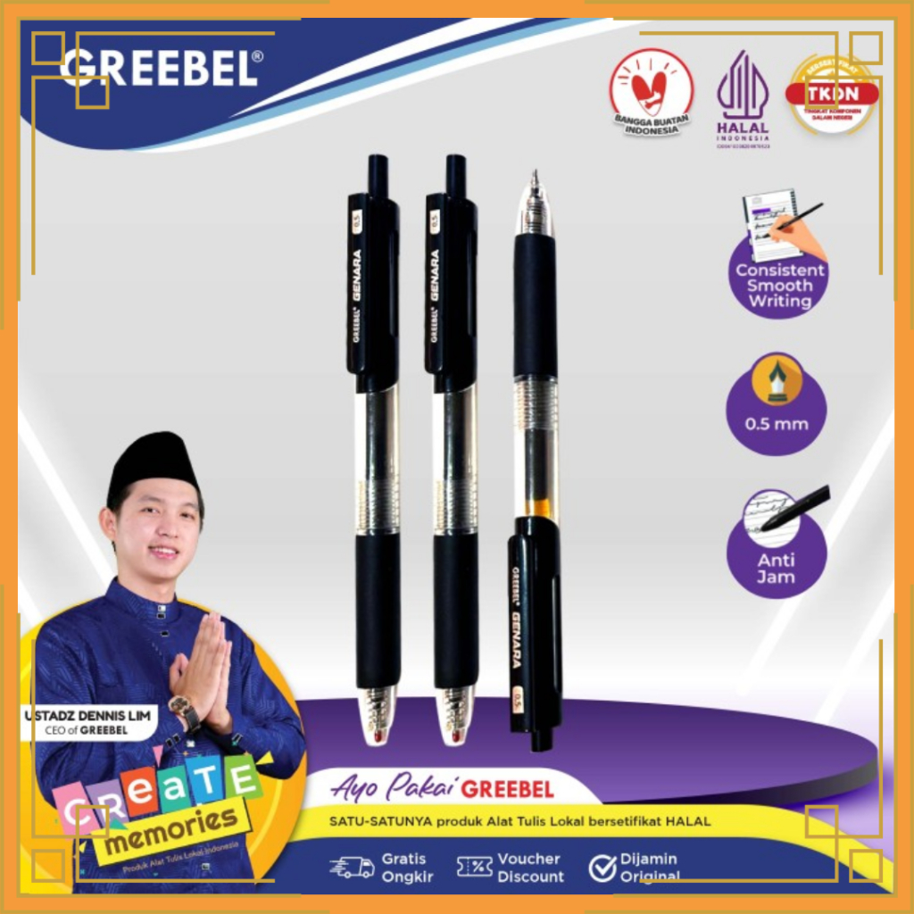 

GREEBEL Pena tinta gel genara 0.5 hitam (pcs)