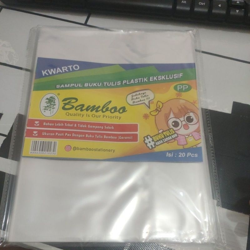 

sampul buku tulis plastik ukuran kwarto merk bamboo