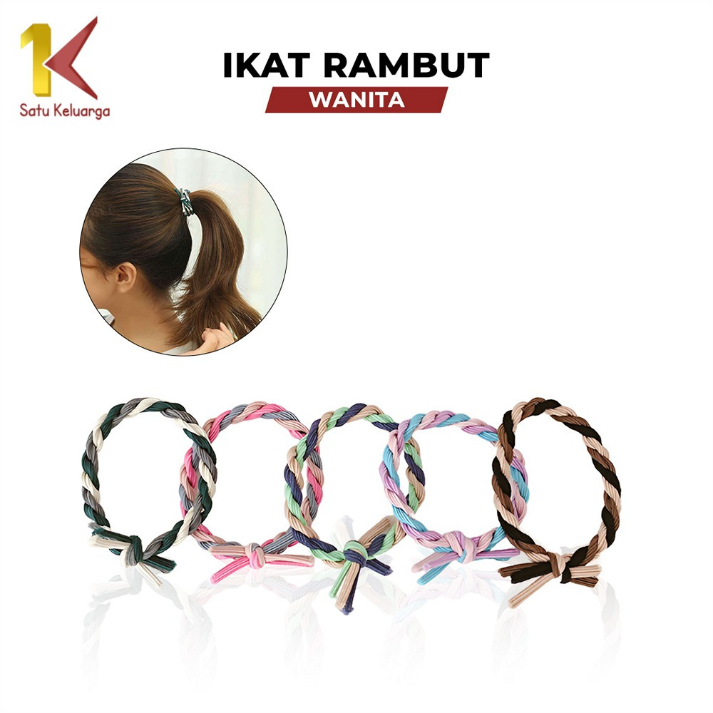 Satu Keluarga Ikat Rambut Kepang Model Gelang Wanita C936 Karet Rambut Warna Warni Scrunchie Hair Ac