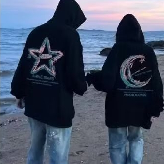 Hoodie star Moon Hoodie Pria Wanita Hoodie Couple Pasangan Kapelan Hoodie polos jumbo M-5XL