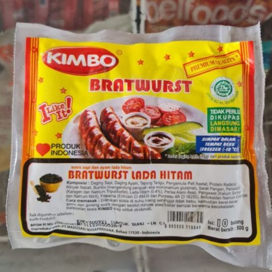 

Kimbo sosis bratwurst lada hitam 500gr isi 10pcs