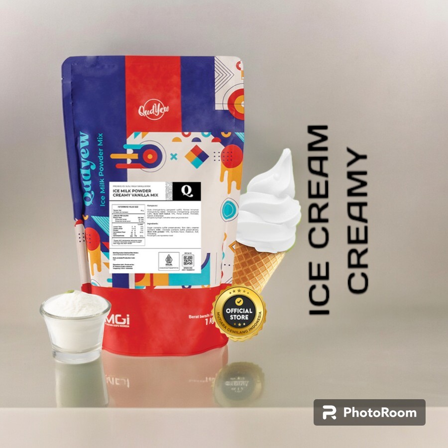 

QUDYEW ICE CREAM POWDER VANILLA CREAMY MIXUE 1KG / BUBUK ES KRIM 1KG CREAMY PREMIX