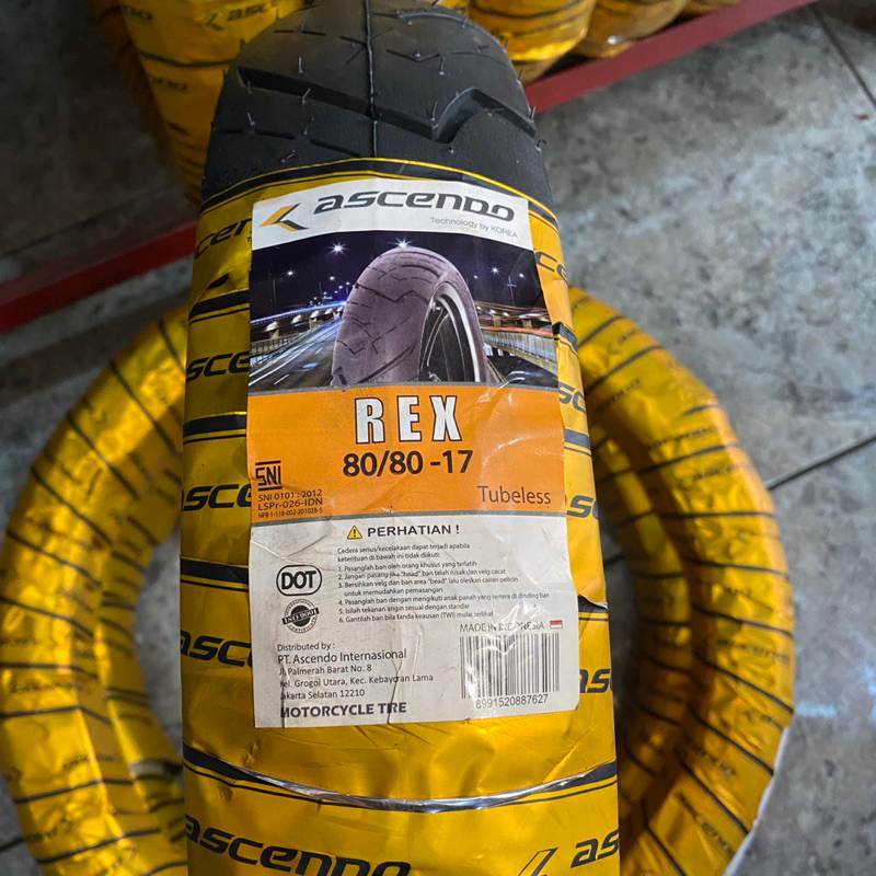 BAN MOTOR ASCENDO RING 17 REX 80/80-17 TUBELESS