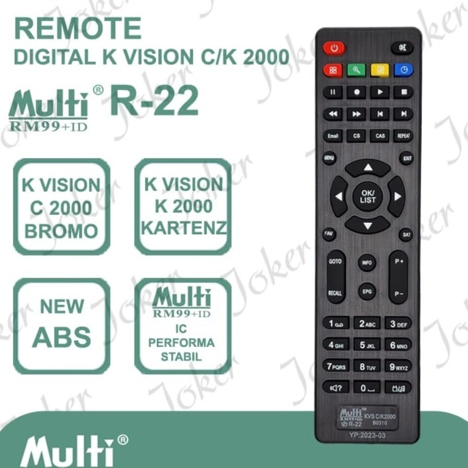 REMOT R22 KVISION C2000 BROMO / B0301 REMOTE DIGITAL RECEIVER GOL